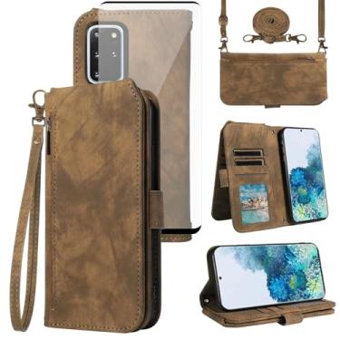 Imagem de Asuwish Capa de celular para Samsung Galaxy S20 Plus S20+ 5G carteira celular com protetor de tela de vidro temperado alça transversal flip compartimento para cartão S20+5G S20plus 20S + S2O S 20 20+