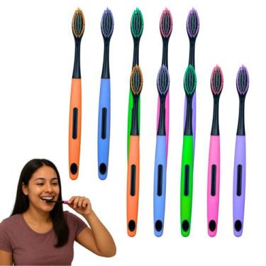 Imagem de Kit Escova De Dentes Cerdas Macias 10 Uni Com Capa Protetora Saúde Buc