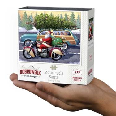 Imagem de Boardwalk Puzzles Motorcycle Santa, Personal Puzzle, 210 Piece Jigsaw Puzzle for Adults