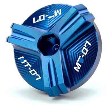 Imagem de Compatível com MT03 MT07 FZ07 MT10 FZ10 MT25 MT 03 07 10 25 YZF R1 R3 R6 FZ1 FZ6 Fa&zer Tampa de enchimento de óleo de motor de motocicleta (MT07-azul)