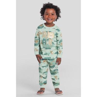 Imagem de Pijama infantil menino de leão brilha no escuro Brandili, Verde, 8