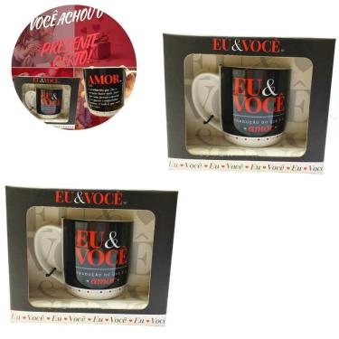 Imagem de Kit 2Un Caneca Preta Porcelana 300Ml Café Eu E Você Dizeres