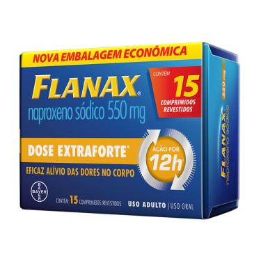 Imagem de Flanax 550mg Bayer Analgésico Embalagem Econômica com 15 Comprimidos