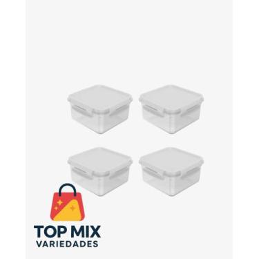 Imagem de Pote Click Quadrado 800ml CL 2100 OU - Martiplast - Branco