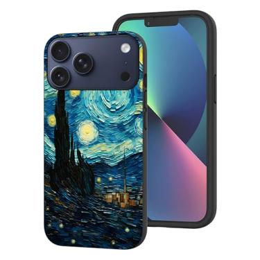 Imagem de SHDYQXSB Capa para celular compatível com iPhone 17 Pro, impressionismo Twist Starry Night Protective Slim Soft TPU à prova de choque