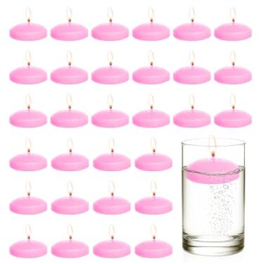 Imagem de Velas flutuantes - Pacote com 20 velas flutuantes de 5 cm para centros de mesa, bom para Halloween, Natal, Ação de Graças, Ano Novo e muito mais - Bom para decoração de casa e centros de mesa (rosa)