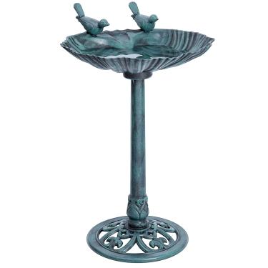 Imagem de VIVOHOME 28" Altura Poliresina Leve Outdoor Double Birds Jardim Pássaro Banho