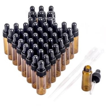 Imagem de Easeen Frascos conta-gotas, mini frascos conta-gotas com 2 peças de conta-gotas de plástico para óleos essenciais de viagem, faça você mesmo, perfume líquido cosmético (âmbar, 1 ml - 100 peças)