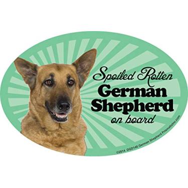 Imagem de Ímãs de carro de pastor alemão: Pastor alemão podre mimado - Oval 15 cm x 10 cm Auto/caminhão/geladeira/caixa de correio (decalques de carro engraçados, ímã de cachorro, pastor alemão)