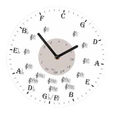 Imagem de Baoblaze Relógio de parede com nota musical, relógio pendurado com nota musical decorativo silencioso sem -taque para berçário, quarto, sala de estudo, 25cm