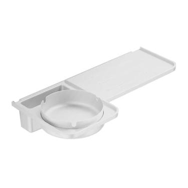 Imagem de Suporte para banheiro montado na parede, prateleira de vaso sanitário de plástico moderna com cinzeiro de aço inoxidável, sem perfuração, rack de armazenamento de vaso sanitário que economiza espaço