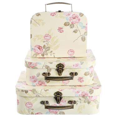 Imagem de JOUTYFOR Pacote com 3 malas de papelão, caixas de armazenamento decorativas, caixas de presente com tampas para decoração de casa, casamento, aniversário, aniversário, amarelo claro