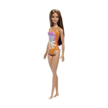 Imagem de Boneca barbie praia morena com maio rosa com laranja - mattel hxx50/dw