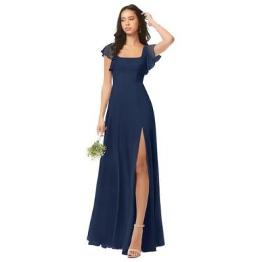 Imagem de Vestido de dama de honra Oisslec Empire Waist A Line Dark Navy Women