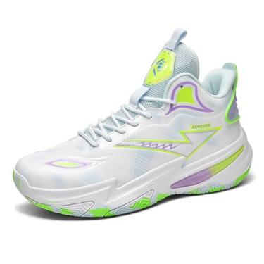 Imagem de Novetra Tênis de basquete masculino da moda, respirável, antiderrapante, durável, leve com suporte arco, tênis para quadra interna e externa(Green,38 BR)