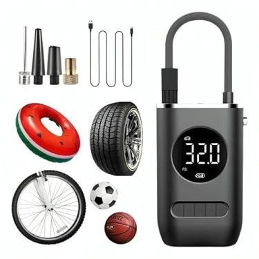 Imagem de Bomba de Ar Digital Mini Calibrador Compressor de Pneus Carro Moto Bike Com Lanterna Led Portátil