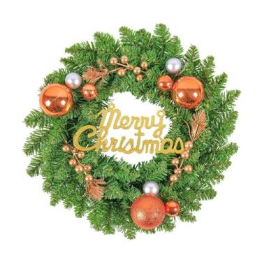 Imagem de XLWLLNJ Guirlanda de Natal Artificial com Folhas para Porta, Ideal para Festivais, Ambientes Internos E Externos, árvores, Gramados E Feriados, Bola de cobre 40x8cm