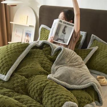 Imagem de Jogo de cama casal casal - tecido jacquard ártico macio de alto peso e tecido jacquard de tafetá acolchoado à mão fronha antiestática quente outono e inverno conjunto de 4 peças (L, 1,5 ~ 1,8 m / 200