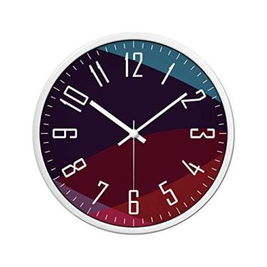 Imagem de Relógio digital simples face relógio de parede moderno mudo decoração de casa relógio de parede redondo relógio de parede moderno relógio de parede relógio decorativo (cor: Azul-C Tamanho: 40 cm