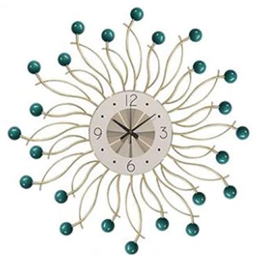 Imagem de WYUYIWH Relógio de parede de luxo leve para família moderno estilo simples decoração relógio de parede silencioso silencioso sem tique-taque com mostrador estereoscópico para pendurar na parede (ciano