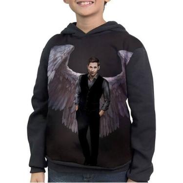 Imagem de Casaco Moletom Infantil Lucifer Morningstar Anjo - smoke, Preto, 8
