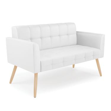 Imagem de Sofá Namoradeira Elisa Corino Branco Pés Palito Natural - D'Rossi