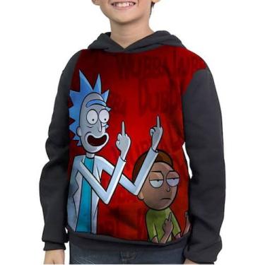 Imagem de Casaco Moletom Infantil Rick And Morty Entre Os Mundos - smoke, Preto,