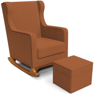 Imagem de Poltrona de Amamentação com Balanço e Puff Mavie L02 Bouclê Terracota - Lyam Decor