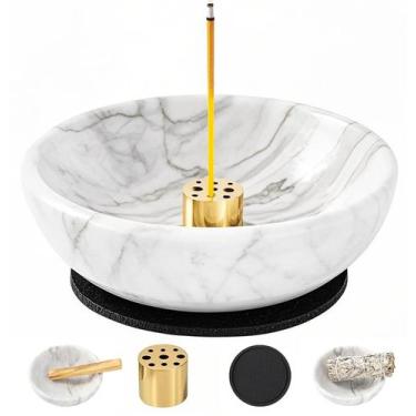 Imagem de Porta-incensos CM CHIC MONDAY em mármore natural com 9 furos