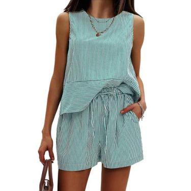 Imagem de Conjunto de shorts de algodão sem mangas da Coordinated Outfit EXLURA