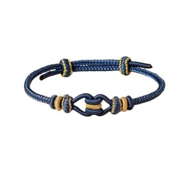 Imagem de 3FT Conjunto de 2 pulseiras tradicionais trançadas à mão para presente de Dia dos Namorados - Pulseiras para casais de herança cultural intangível com significado da sorte - ajustáveis para ele e ela