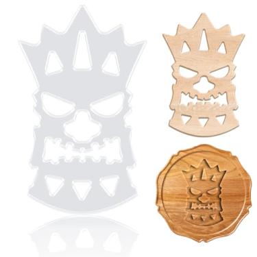 Imagem de INFUNLY Modelo de roteador de acrílico de rosto tribal Tiki Face Clear Router Inlay Template Island Totem 7,9 x 11,8 modelos de entalhe para marcenaria, estênceis curvilíneos, ferramenta de guia de