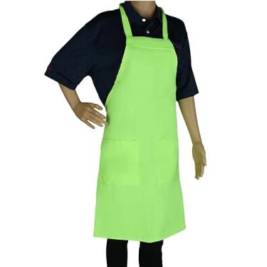 Imagem de Avental profissional de comprimento total aprovado pela CHEF com dois bolsos frontais | Alça ajustável e resistente à água para chef cozinheiro | 86 cm L x 76 cm P x 2,5 cm A, unissex, verde-limão