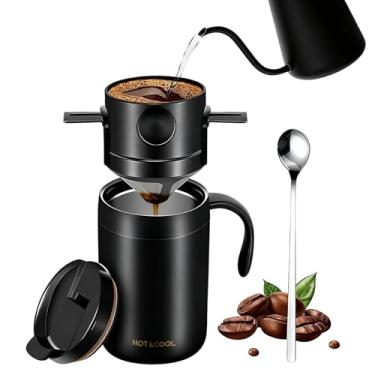 Imagem de Patravious Conjunto de cafeteira para acampamento de 500 ml, cafeteira portátil de aço inoxidável 304, 4 peças, cafeteira de acampamento para atividades ao ar livre, viagens, casa, escritório