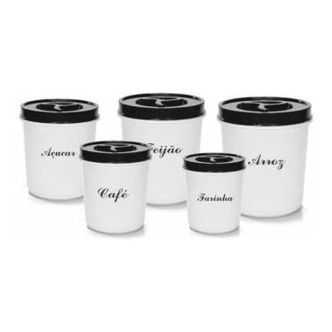 Imagem de Kit Porta Mantimentos 5 Potes Redondo Porta Arroz Feijão Cor