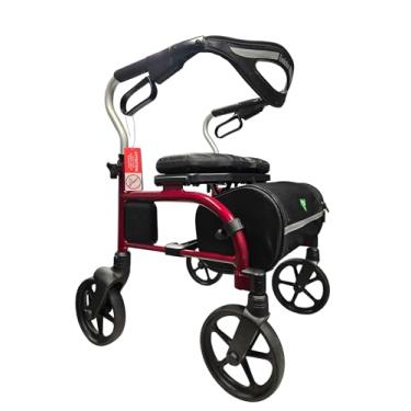 Imagem de Evolution Trillium Rolador de andador médico leve com assento, rodas grandes, freios, encosto, cesta para idosos, uso interno e externo, Shiraz Red, Regular