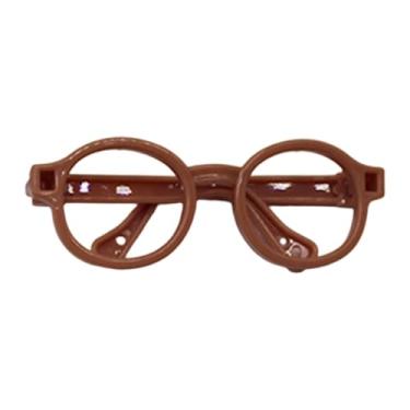 Imagem de Dynwave Óculos de boneca, presente, decoração de boneca, acessórios para fantasias, figuras, óculos para bonecas DIY, fazer amigos para a família, Cáqui