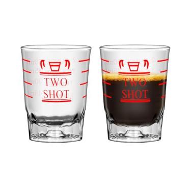 Imagem de 2 peças de 56,7 g 2 recursos copos de shot copo medidor líquido copo pesado copo de vinho expresso shot Glas s medida incremental pesada 60 ml (2, vermelho)