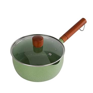 Imagem de Panela funda de 19,8 cm/2,296 g com tampa de vidro, panela multiuso antiaderente para sopa com tampa, sem PFOA, não tóxica, revestimento de pedra, panela de indução para cozinha doméstica e