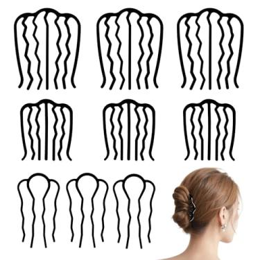 Imagem de TNJPSEK Pacote com 9 pentes laterais de cabelo francês, clipe de garfo de cabelo em forma de U de metal para mulheres, coque francês torcido e updo, pente fixador vintage para acessórios de penteado