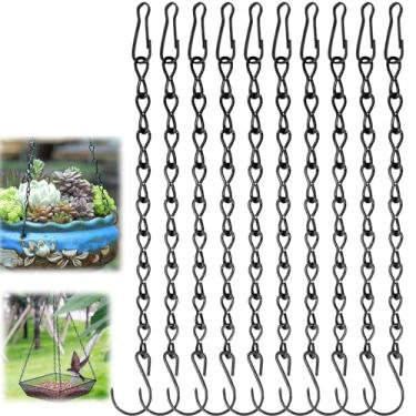 Imagem de Pacote com 10 correntes pretas de 23 cm para plantas de jardim, alimentadores de pássaros, outdoors, quadros-negros, cestos, plantadores, lanternas, sinos de vento e decorações