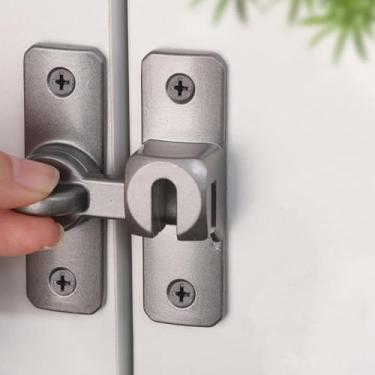 Imagem de Fechaduras criativas para portas deslizantes gavetas de janela armário fechaduras de liga de alumínio parafuso de fivela de porta anti-roubo ferramentas de hardware doméstico cinza 7,5 * 2,3 * 2,5 cm