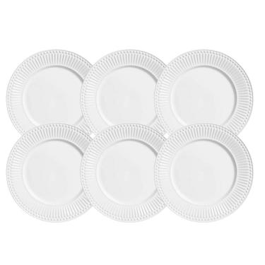 Imagem de Jogo Pratos Fundo 22Cm Kit 6 Peças Roma Branco Porto Brasil