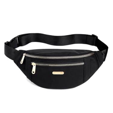Imagem de Pochete para mulheres, bolsa de cintura moderna com alça ajustável para viagens, esportes, corrida, ciclismo., Preto, 11.8 x 5.5 x 2.5 inches, Bolsa de peito unissex