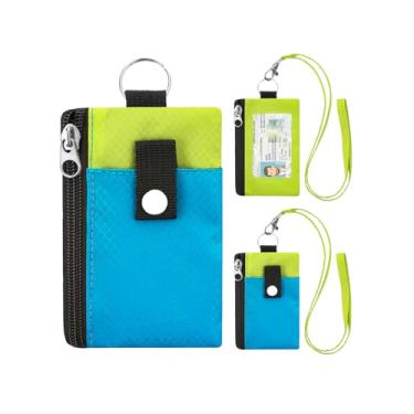 Imagem de Carteira pequena minimalista com cordões de janela de identidade, bloqueio de RFID para mulheres, porta-cartões de crédito, bolso fino com zíper, carteira de pescoço de viagem resistente à água, A7