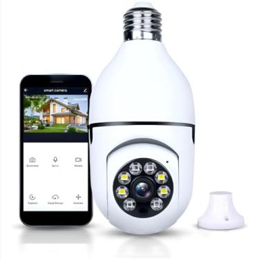 Imagem de Câmera Segurança Lâmpada IP Wi-Fi 360° Full HD Inteligente A Prova D'água Visão Noturna 1080P HD Áudio Bidirecional e Detecção de Movimento Controle pelo Celular Ideal para Casa e Escritório Premium