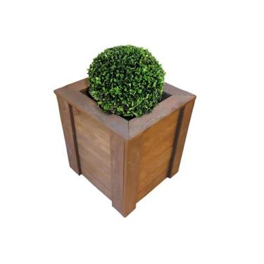 Imagem de Cachepô Quadrado Madeira Plástica Maciça Marrom com Borda 53cm Lanci