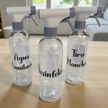 Imagem de Kit 3 Borrifador Spray Multiuso Manual Limpeza 500ml C/ Etiquetas - Ou