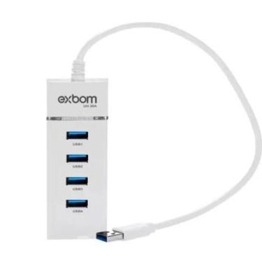 Imagem de Hub Usb 3.0 Extensor 4 Portas High Speed Hd Pen Drive Cor Branco - Exb