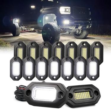Imagem de Luzes brancas para caminhões UTV ATV Jeep RZR Trailers com 15FT condutores cada luz, caixa de alumínio (16 peças)